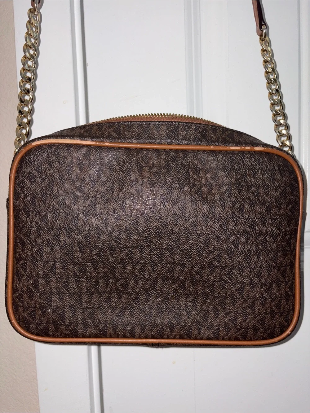 Michael Kors Brown Logo Crossbody with Aspen Patch Accents